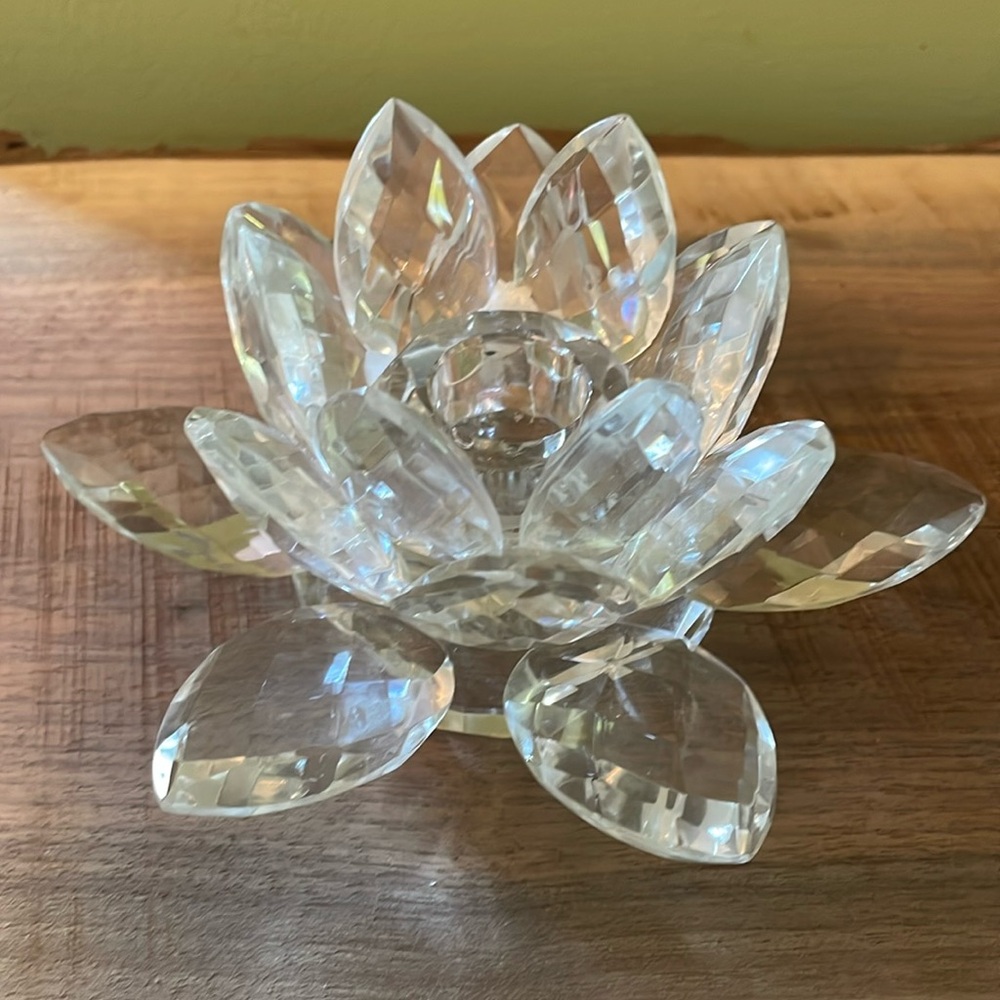 Crystal Clear lotus flower candle holder.